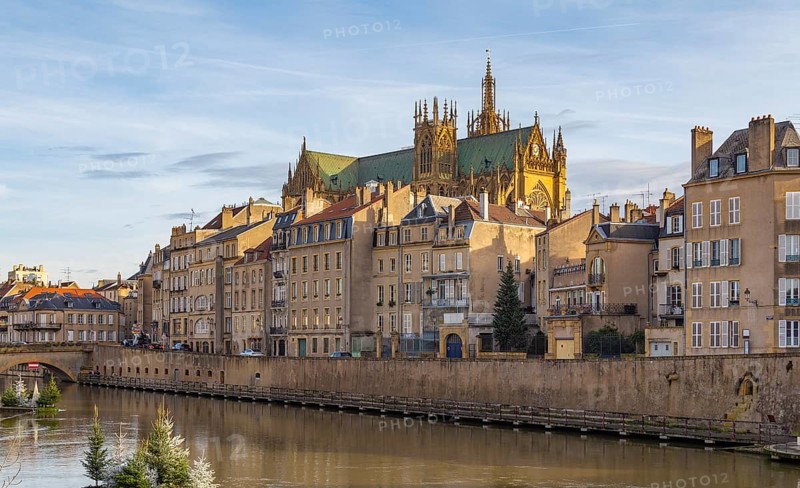 Impression of Metz, a city in the Lorraine region located in northeast France at evening time
