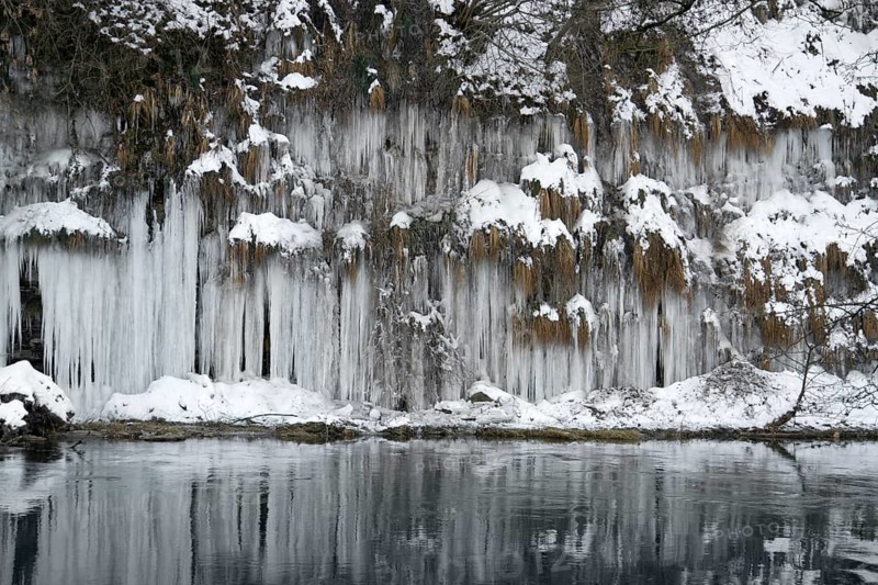 Lots of icicles near river Kocher in Southern Germany