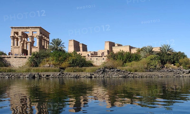 Sunny illuminated Temple of Philae in Egypt (Africa)