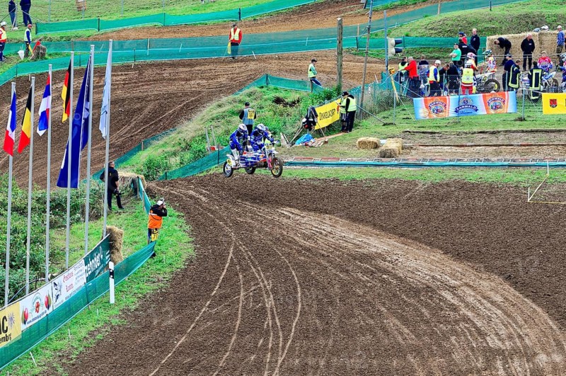 Motocross, Rudersberg, Baden-Württemberg, Germany, Europe, Motocross riders move around a winding track, watched by spectators and staff, Rudersberg Motocross