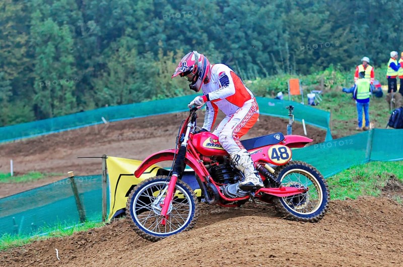Motocross, Rudersberg, Baden-Württemberg, Germany, Europe, Motocross rider on motorbike jumping on the track, Rudersberg motocross