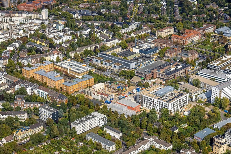 Aerial view, University Hospital Düsseldorf, Bilk, Düsseldorf, Ruhr area, North Rhine-Westphalia, Germany, DE, Europe, healthcare, hospital, clinic, clinic centre, hospital, aerial photography, aerial photography, aerial photography, medical facility, medical aid, overview, bird's-eye view, birds-eyes view, overview, medical care