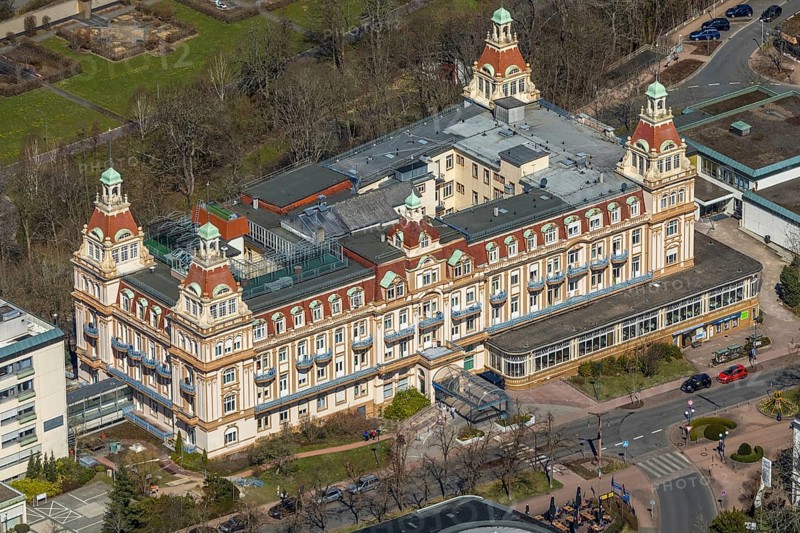 Aerial view, Asklepios Fachklinik Fürstenhof in Bad Wildungen in Hesse. Bad Wildungen, spa centre and state bath in the district of Waldeck-Frankenberg, North Hesse, Hesse, Germany, Bad Wildungen, DEU, Europe, birds-eyes view, aerial view, aerial photography, aerial photography, overview, overview, bird's eye view