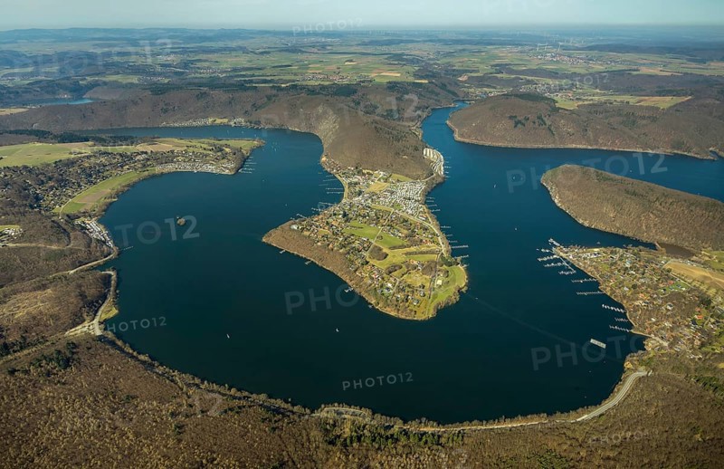 Aerial view, peninsula Scheid with Edersee, Eder, in Waldeck in Hesse. Waldeck, Burg Waldeck an der Eder, Hesse, Germany, Waldeck, DEU, Europe, birds-eyes view, aerial view, aerial photography, aerial photography, overview, bird's eye view
