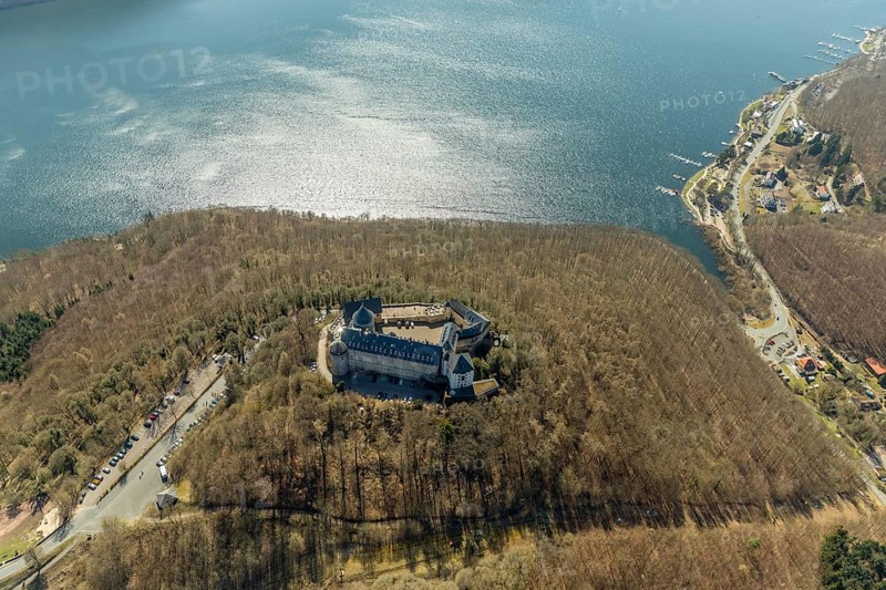 Aerial view, in Waldeck in Hesse. Waldeck, Burg Waldeck an der Eder, Hesse, Germany, Waldeck, DEU, Europe, birds-eyes view, aerial view, aerial photography, aerial photography, overview, bird's eye view