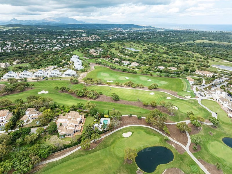 The San Roque Club Golf Resort. Aerial view. Drone shot. Cádiz province, Andalusia, Spain
