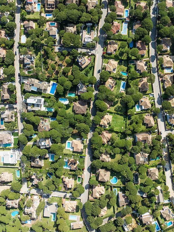 The Roche housing estate. Aerial view. Drone shot. Cádiz province, Andalusia, Spain