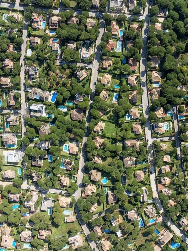 The Roche housing estate. Aerial view. Drone shot. Cádiz province, Andalusia, Spain