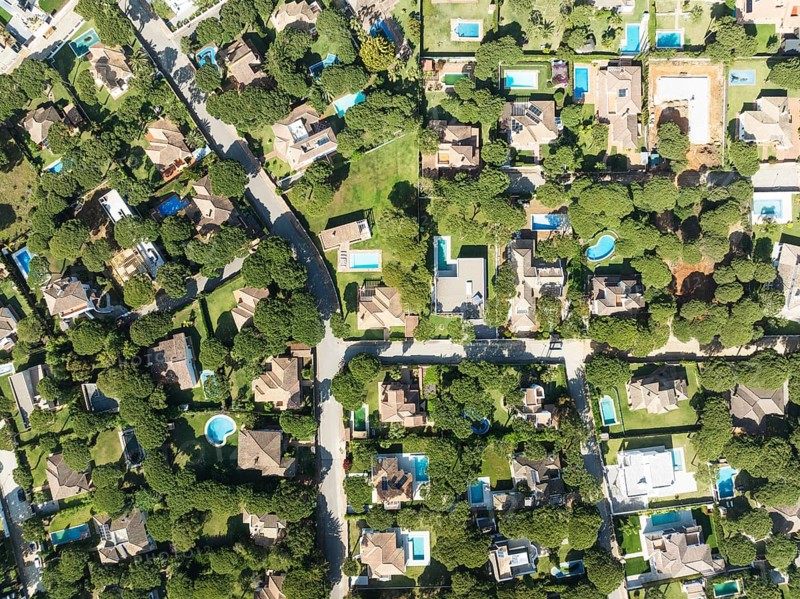The Roche housing estate. Aerial view. Drone shot. Cádiz province, Andalusia, Spain
