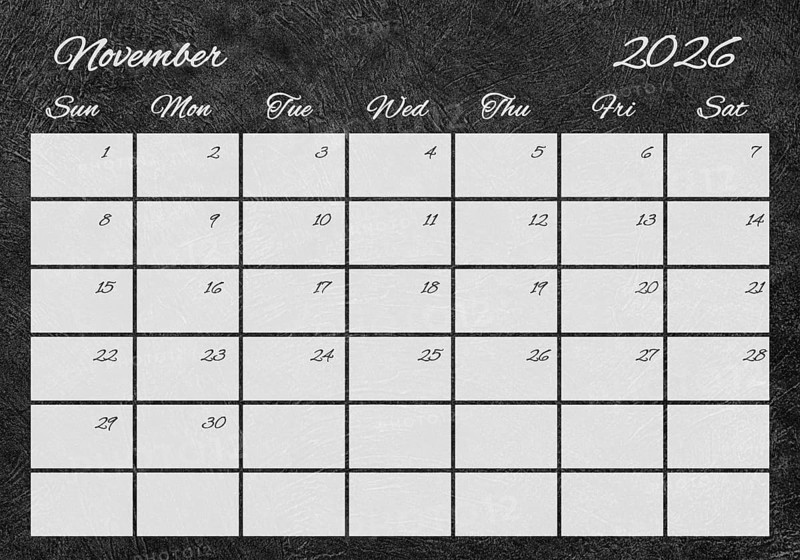 Printable Wall Calendar, November 2026 Retro