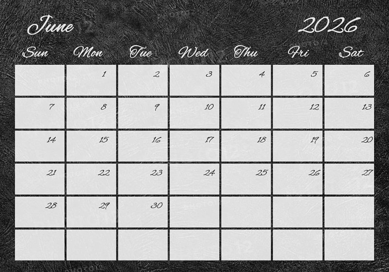 Printable Wall Calendar, June 2026 Retro