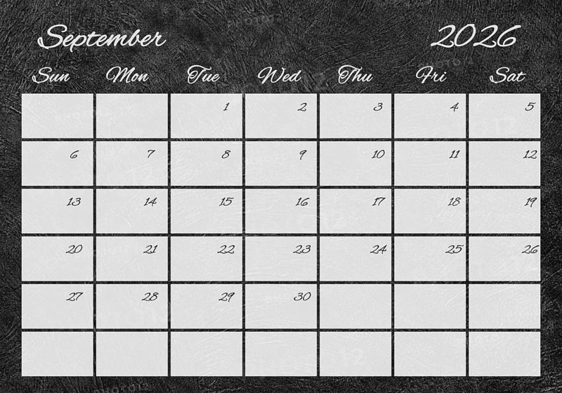 Printable Wall Calendar, September 2026 Retro