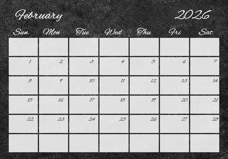 Printable Wall Calendar, February 2026 Retro