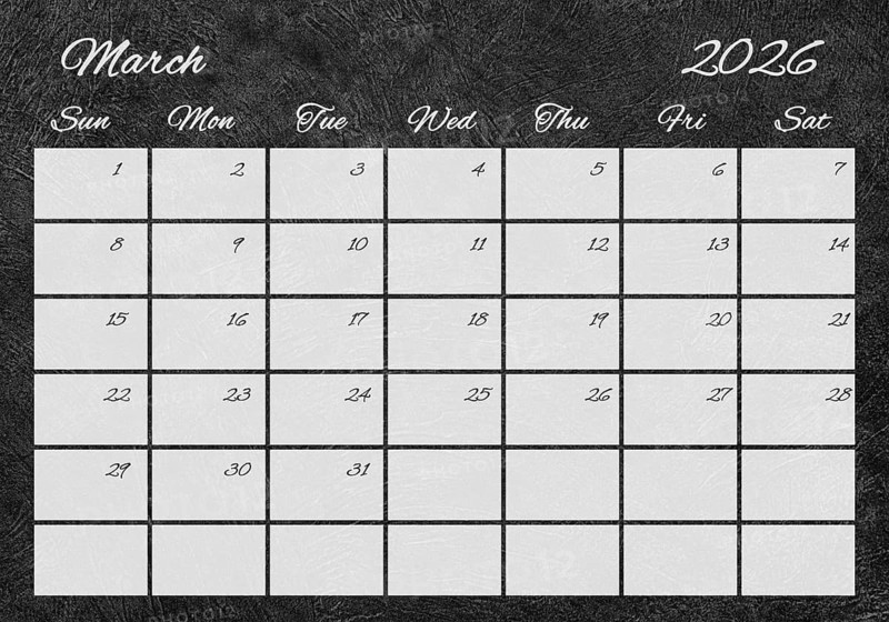 Printable Wall Calendar, March 2026 Retro