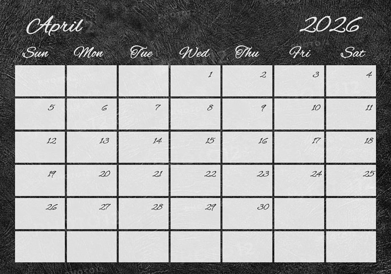 Printable Wall Calendar, April 2026 Retro