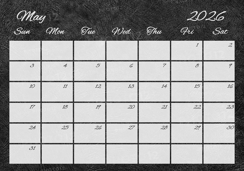 Printable Wall Calendar, May 2026 Retro
