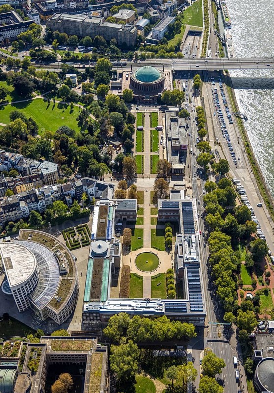 Aerial view, Ehrenhof Kunstpalast art museum, North Rhine-Westphalia Forum and Tonhalle, Pempelfort, Düsseldorf, Ruhr area, North Rhine-Westphalia, Germany, DE, Europe, events, culture, art, aerial photography, aerial photography, aerial photography, museum, overview, venue, event location, event centre, bird's-eye view, birds-eyes view, cultural use, overview