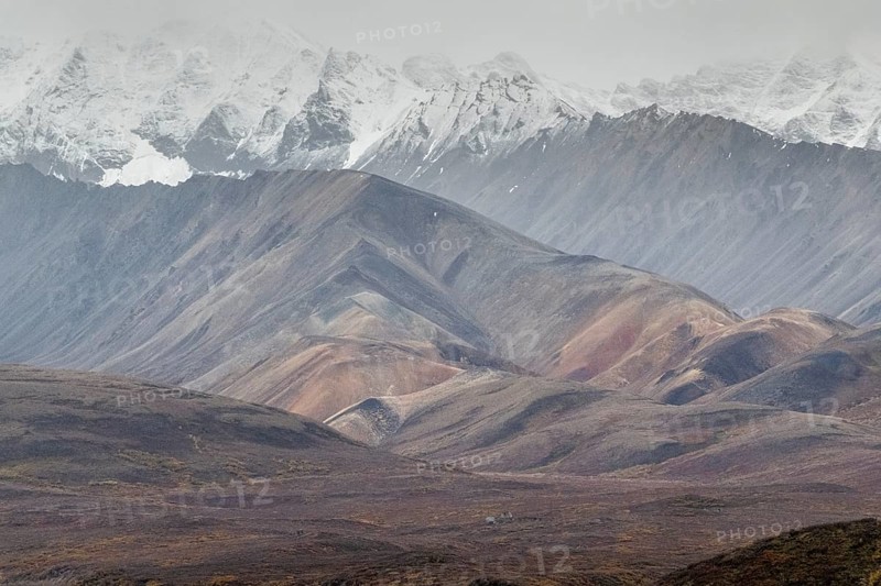 Mountain range, Polychrome Range, Denali National Park, Alaska, USA