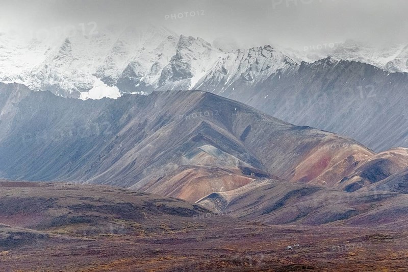 Mountain range, Polychrome Range, Denali National Park, Alaska, USA