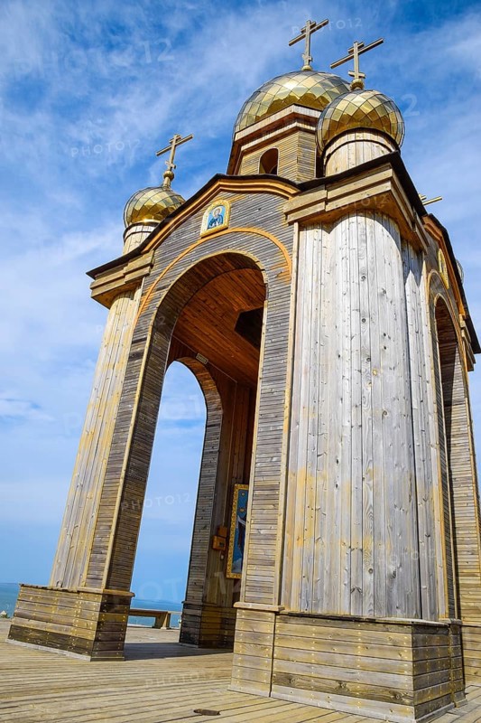 Orthodox chapel on a hill. Tabernacle in the Cossack village of Ataman. Taman, Krasnodar Krai, Russia
