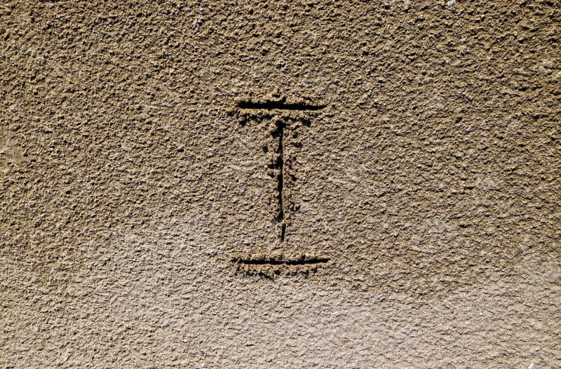 The Roman figure is one, painted on the sand. Taman, Krasnodar Krai, Russia