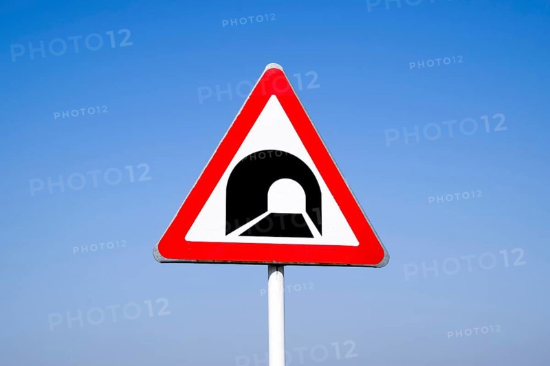 A road sign warning about the tunnel. Krasnodar, Russia