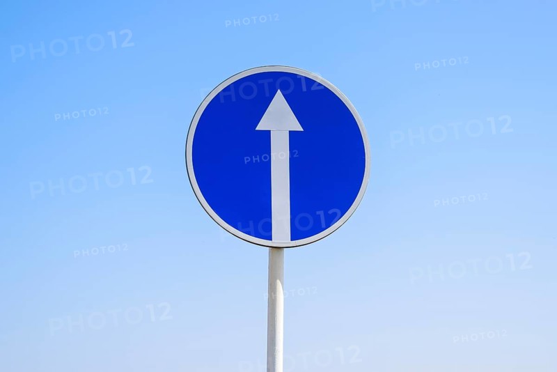Traffic sign straight ahead. prescriptive sign. Krasnodar, Russia