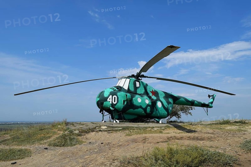 Museum exhibit of combat helicopters. Taman, Krasnodar Krai, Russia