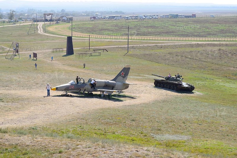 Monument of fighter aircraft near the Cossack village Ataman. Taman, Krasnodar Krai, Russia