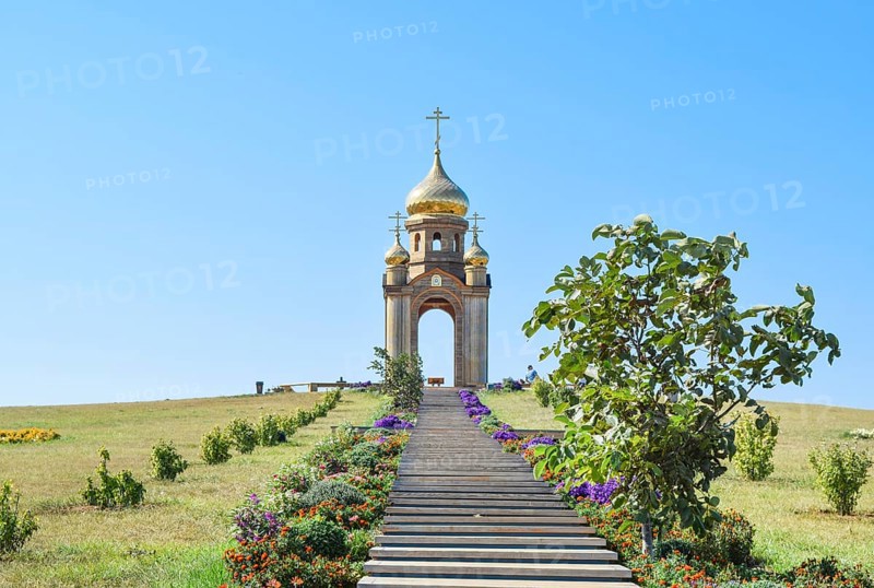 Orthodox chapel on a hill. Tabernacle in the Cossack village of Ataman. TTaman, Krasnodar Krai, Russia