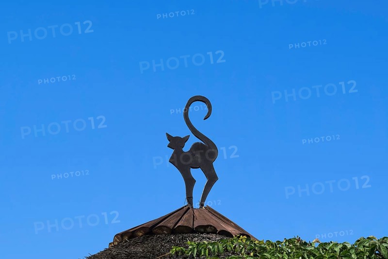 Figure of a cat on a roof. Taman, Krasnodar Krai, Russia