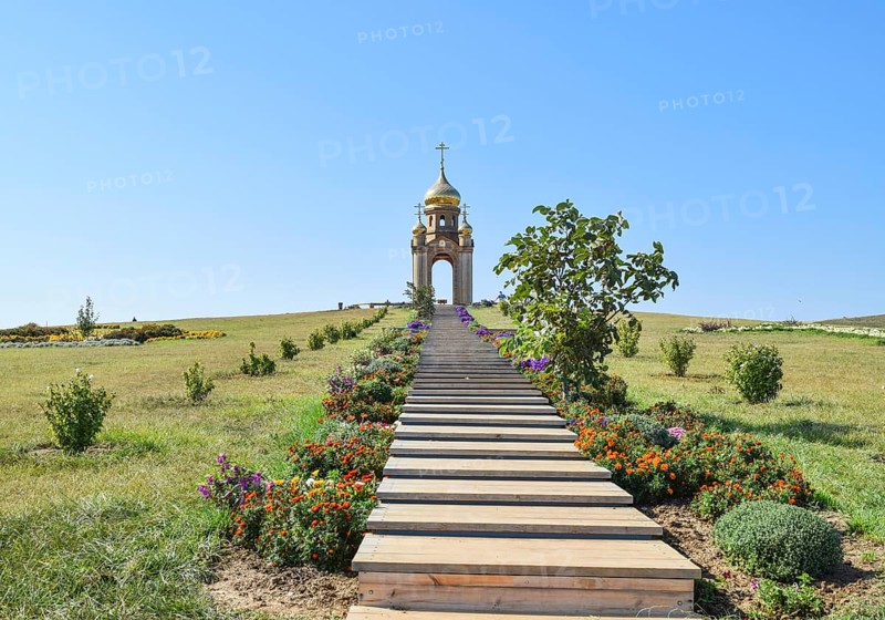 Orthodox chapel on a hill. Tabernacle in the Cossack village of Ataman. Taman, Krasnodar Krai, Russia