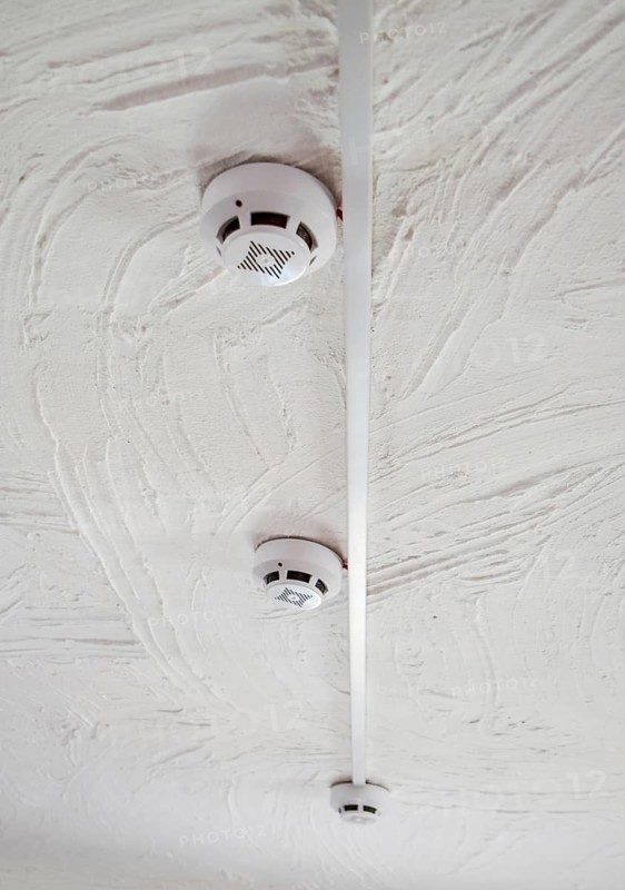 Fire alarms on the ceiling. Fire safety. Taman, Krasnodar Krai, Russia