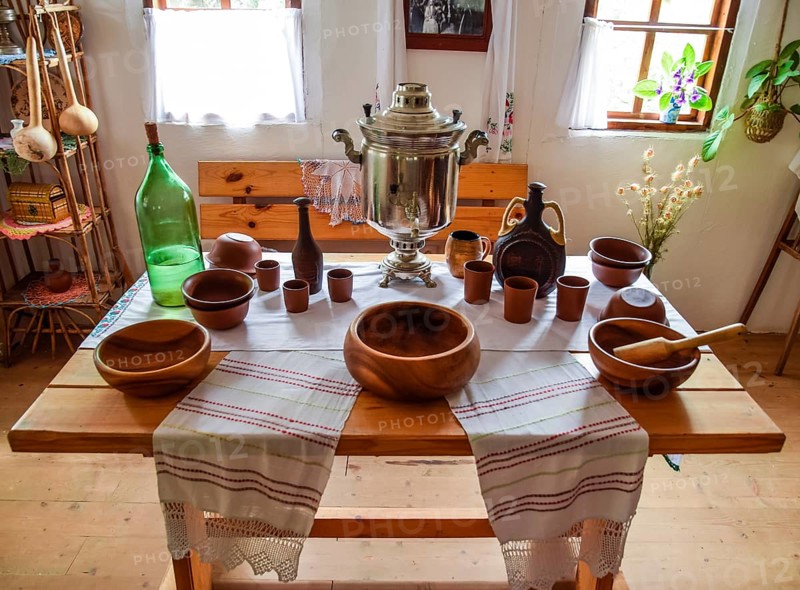 A room for food in an ethnic Cossack dwelling. Taman, Krasnodar Krai, Russia