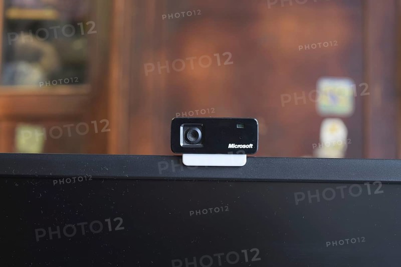 Web camera, attached to the monitor. Atyrau, Kazakhstan