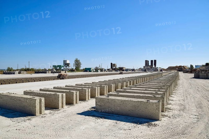 Cinder blocks lie on the ground and dried. Atyrau, Kazakhstan