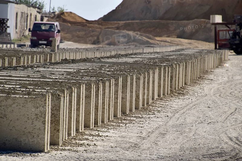 Cinder blocks lie on the ground and dried. Atyrau, Kazakhstan