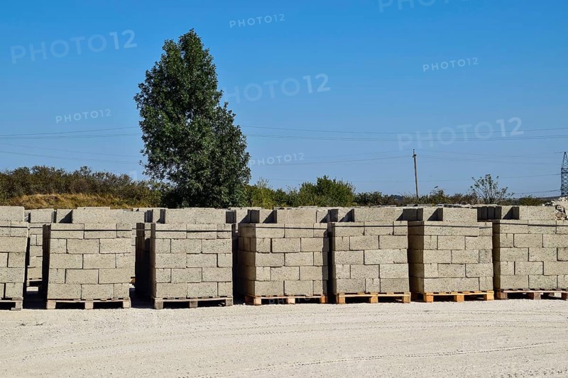 Cinder blocks, which lie in the bays. Atyrau, Kazakhstan
