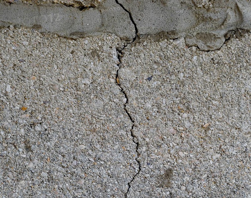A crack in the concrete wall. Atyrau, Kazakhstan