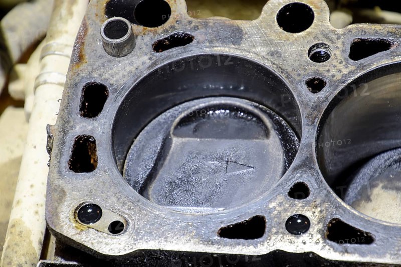 The cylinder block of the four-cylinder engine. Atyrau, Kazakhstan