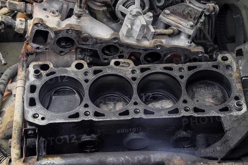 The cylinder block of the four-cylinder engine. Atyrau, Kazakhstan