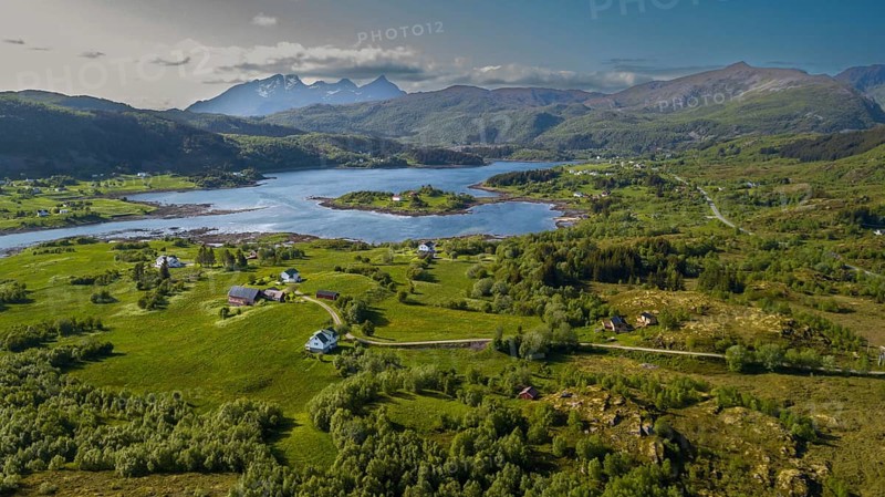 Aerial View Of Coastal Landscape Near Leknes And Mortsunt On Lofoten Islands In Norway