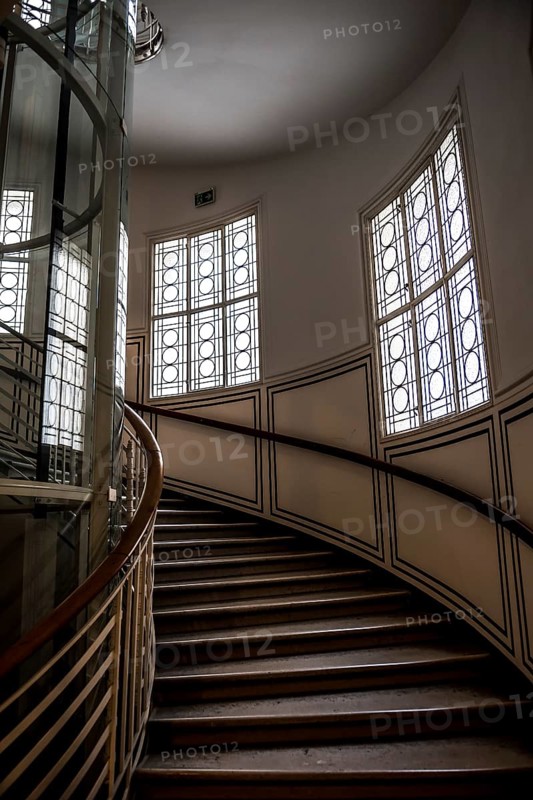 Staircase With Curved Steps In Historic Art Nouveaux Building In The Inner City Of Vienna In Austria
