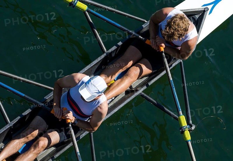 Two Male Rowers In A Double Racing Boat, Austria