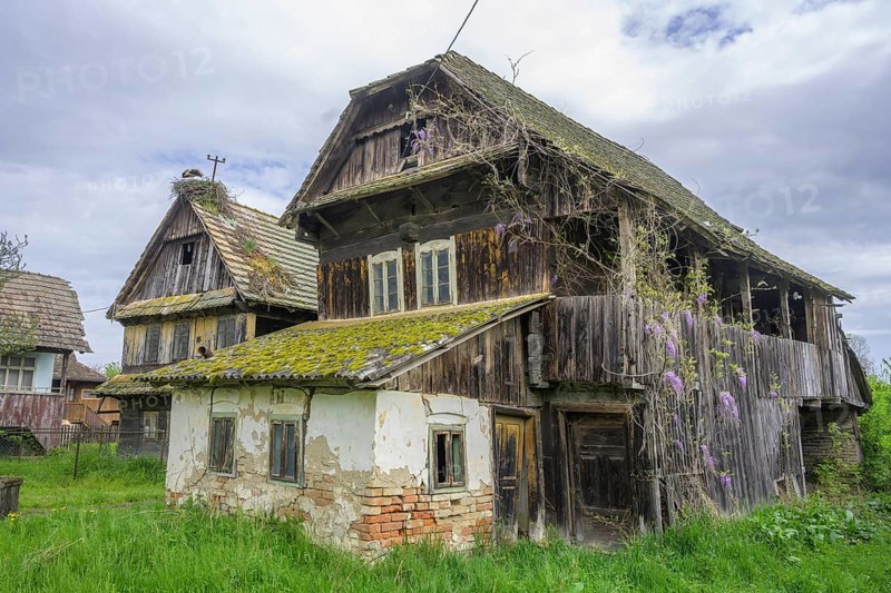 Old dilapidated wooden house, Cigoc, Sisak-Moslavina County, Croatia