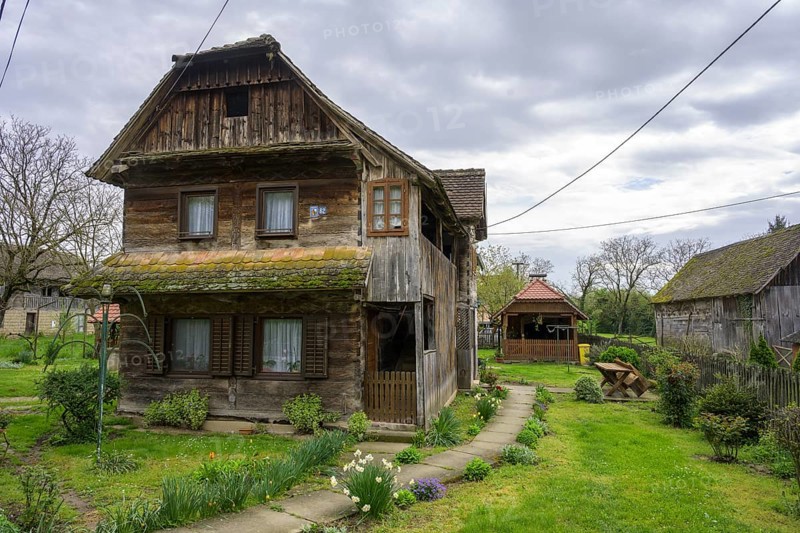 Old wooden house in Stork Village, Cigoc, Sisak-Moslavina County, Croatia