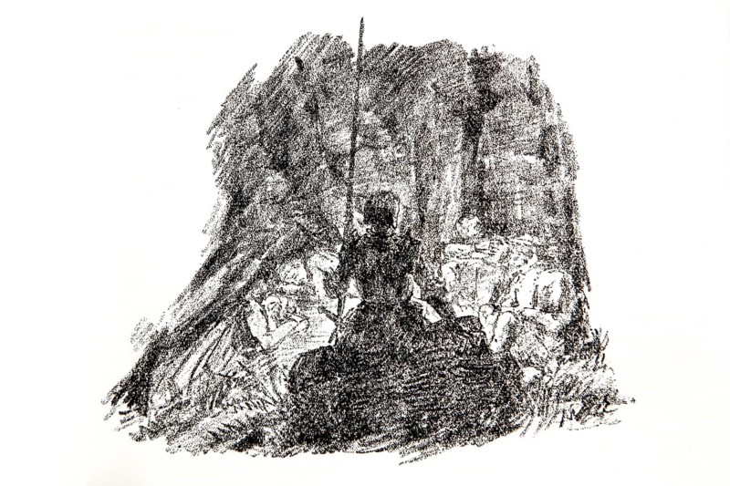 Illustration by Hermann Ebers, 21 June 1881 to 10 February 1955, painter, draughtsman, artist, chalk drawing, novel Lichtenstein by Wilhelm Hauff, publisher Abel und Müller, Leipzig, publisher dissolved in 1983, knight, story, saga, Baden-Württemberg, literature, studio, Germany