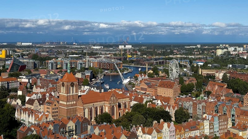 View of the old town and Motlawa River, Gdansk, Gdansk, Poland