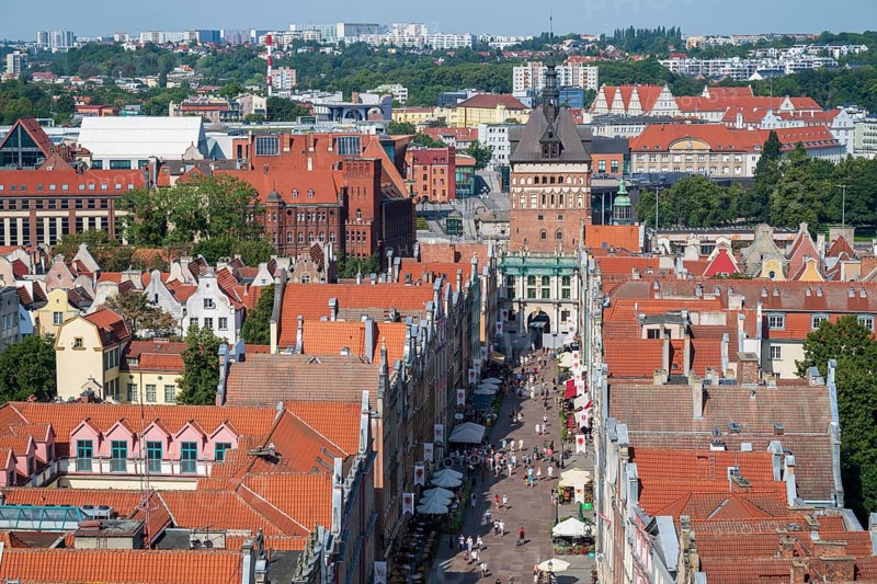 View of the old town and Motlawa River, Gdansk, Gdansk, Poland