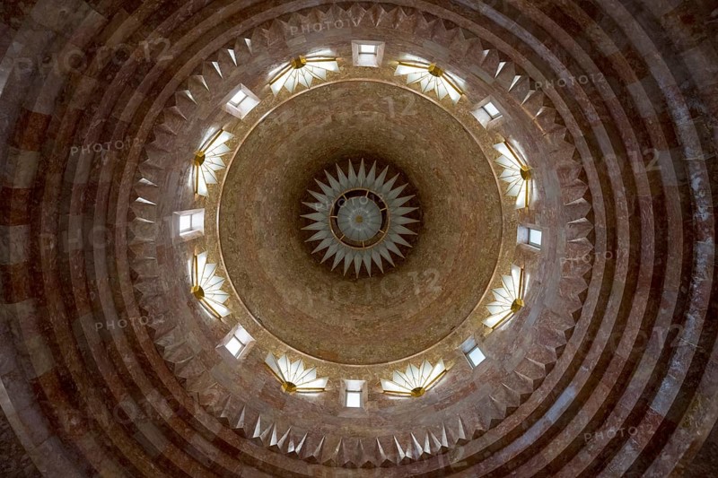 View of a dome with concentric circles and windows that create an interesting play of light, Yazidi temple, Yazidi Temple, the largest Yazidi temple in the world is called Quba Mere Diwane, Aknalich, Aknalich, Armavir district, Armenia